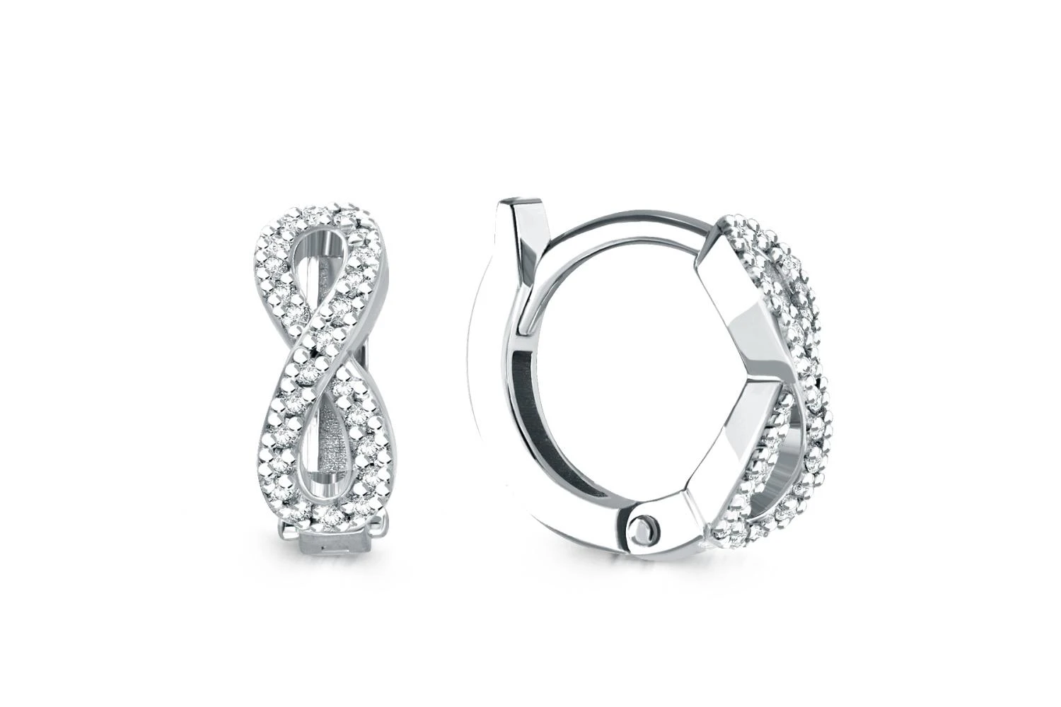 Серьги из белого золота с 48 фианитами