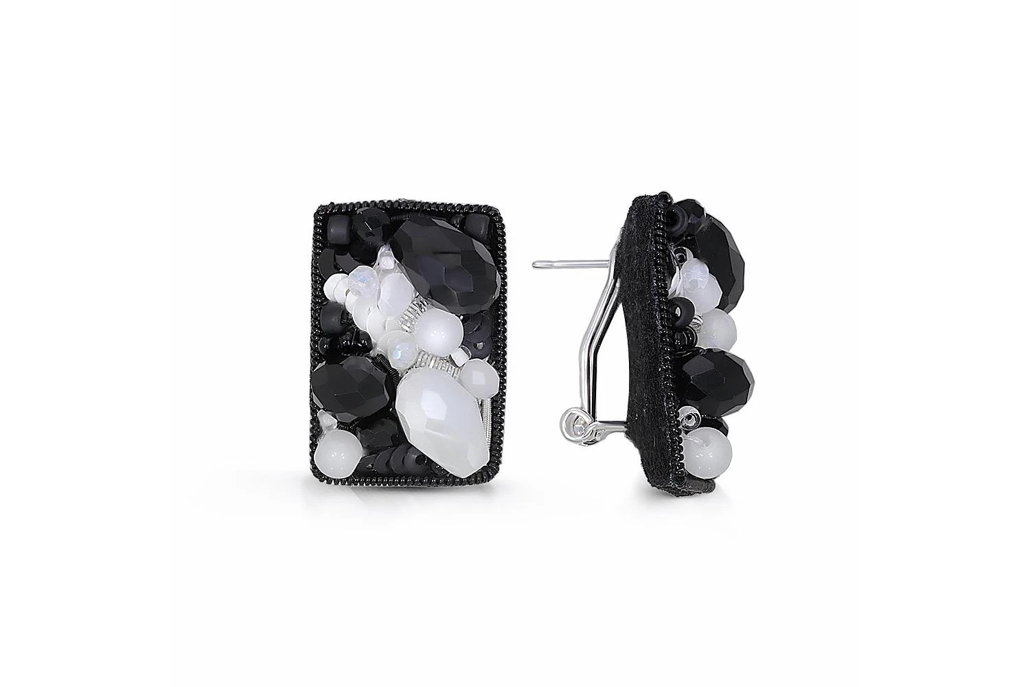 Бижутерные серьги Омега черно-белый