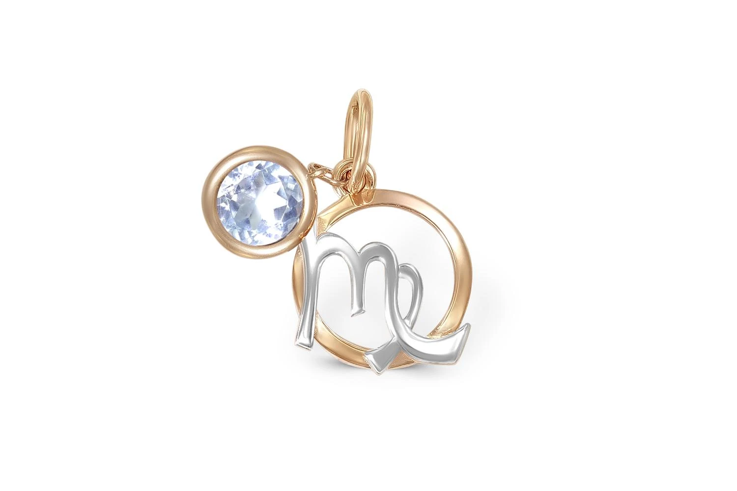 Подвеска Дева из красного золота с топазом sky