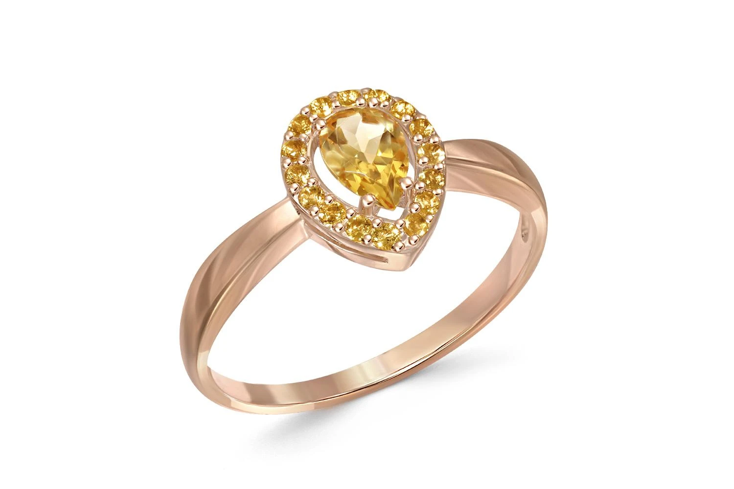 Кольцо из красного золота с 17 цитринами