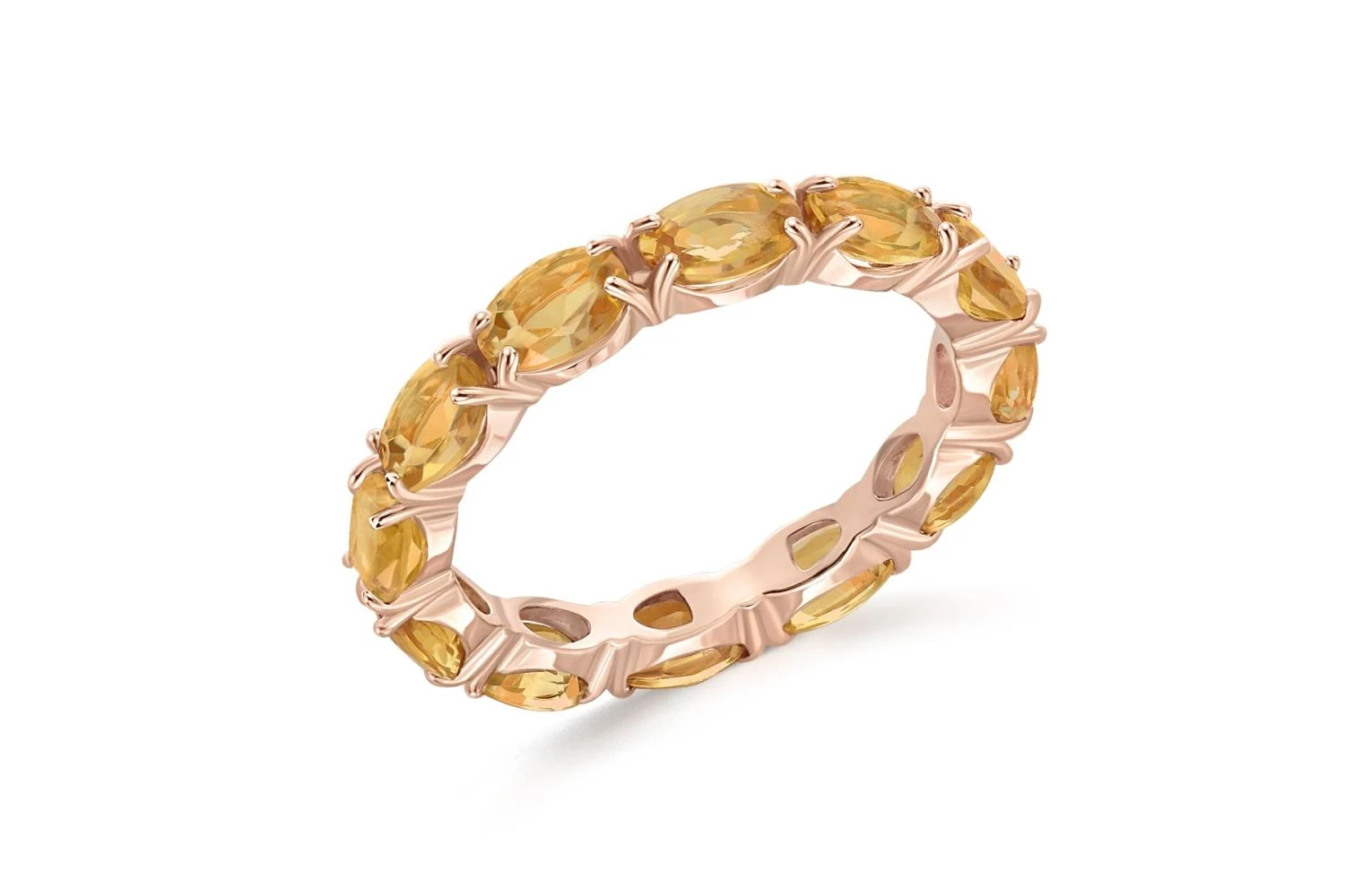 Кольцо Дорожка из красного золота с 12 цитринами