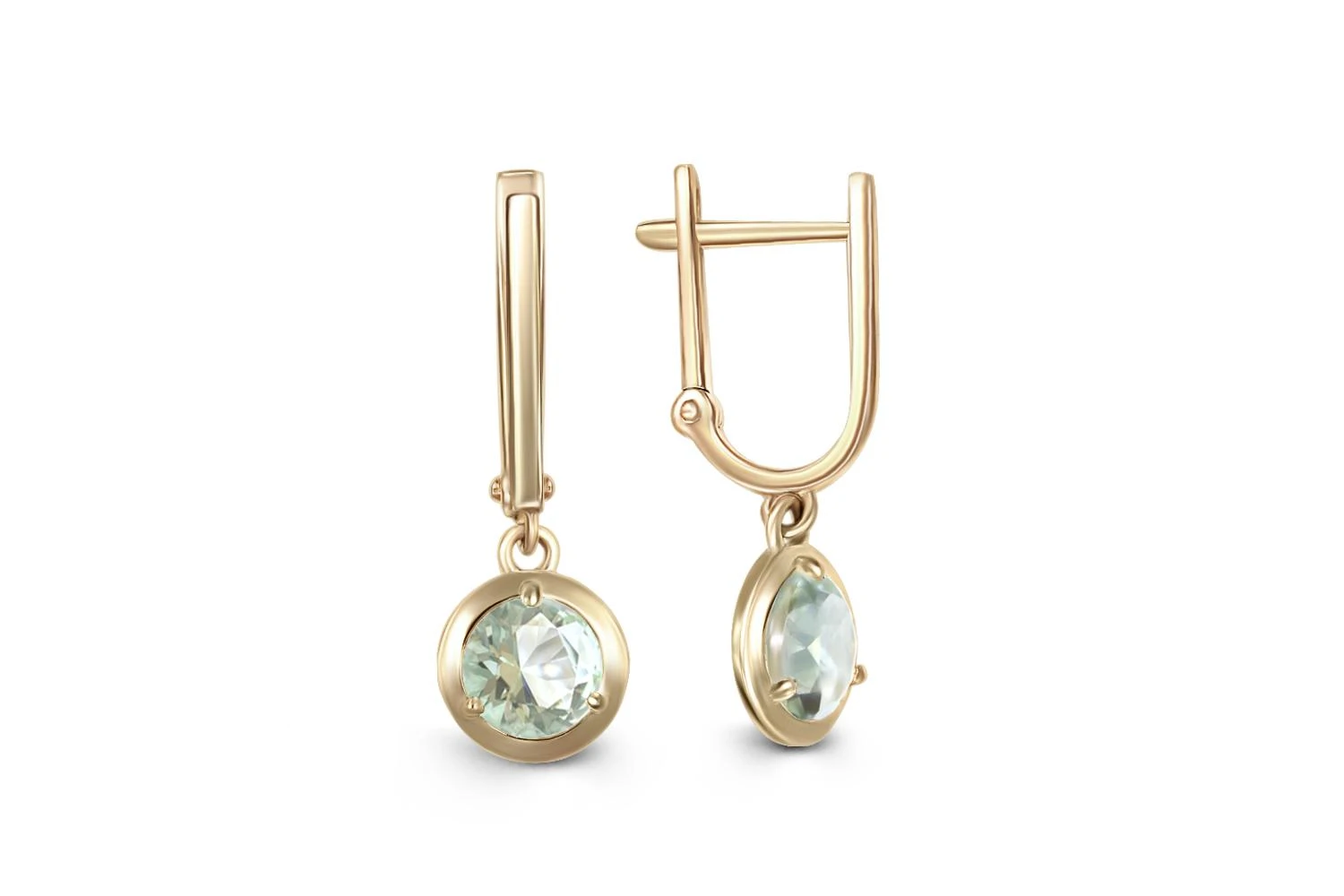 Серьги из жёлтого золота с 2 аметистами