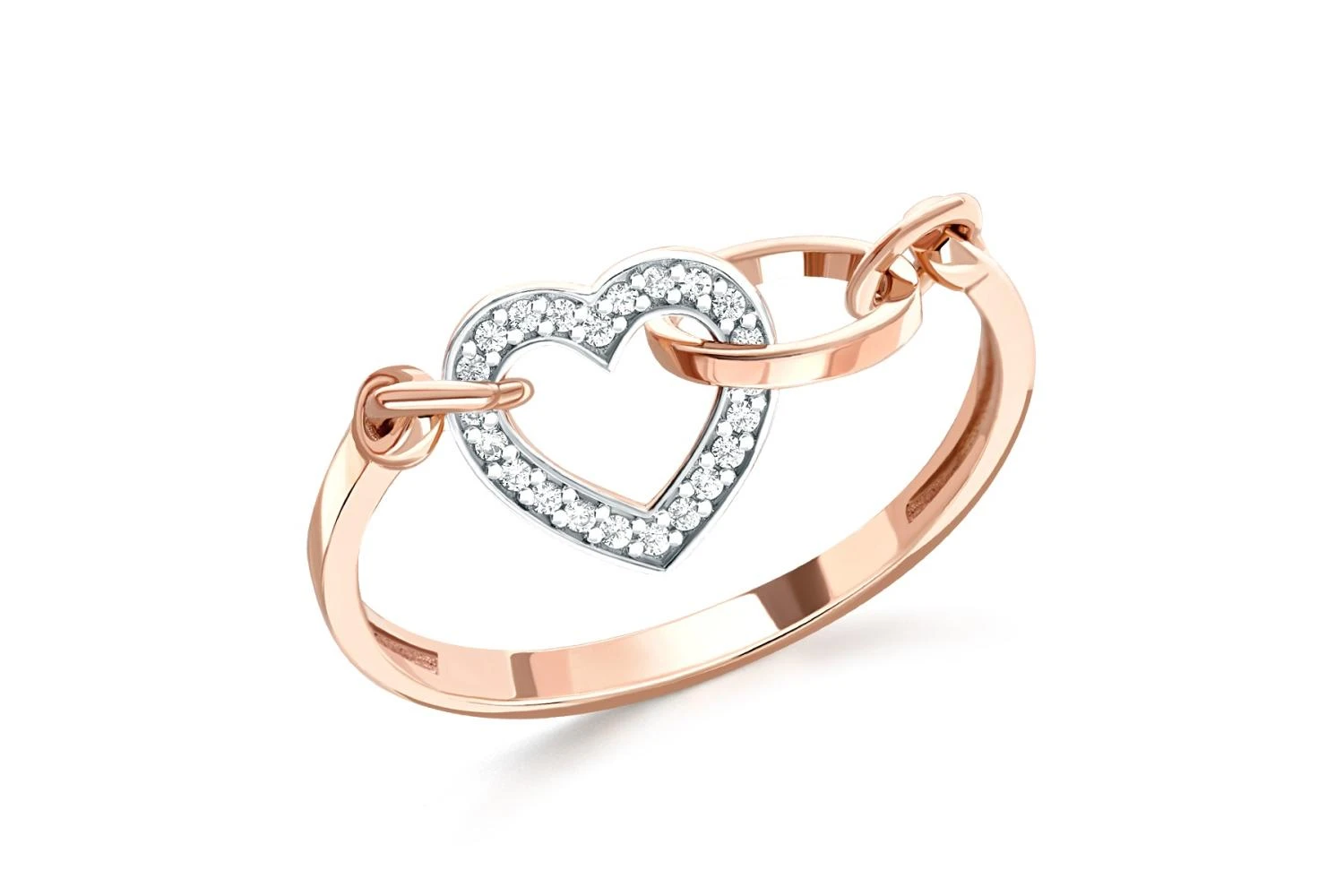 Кольцо из красного золота с 20 фианитами