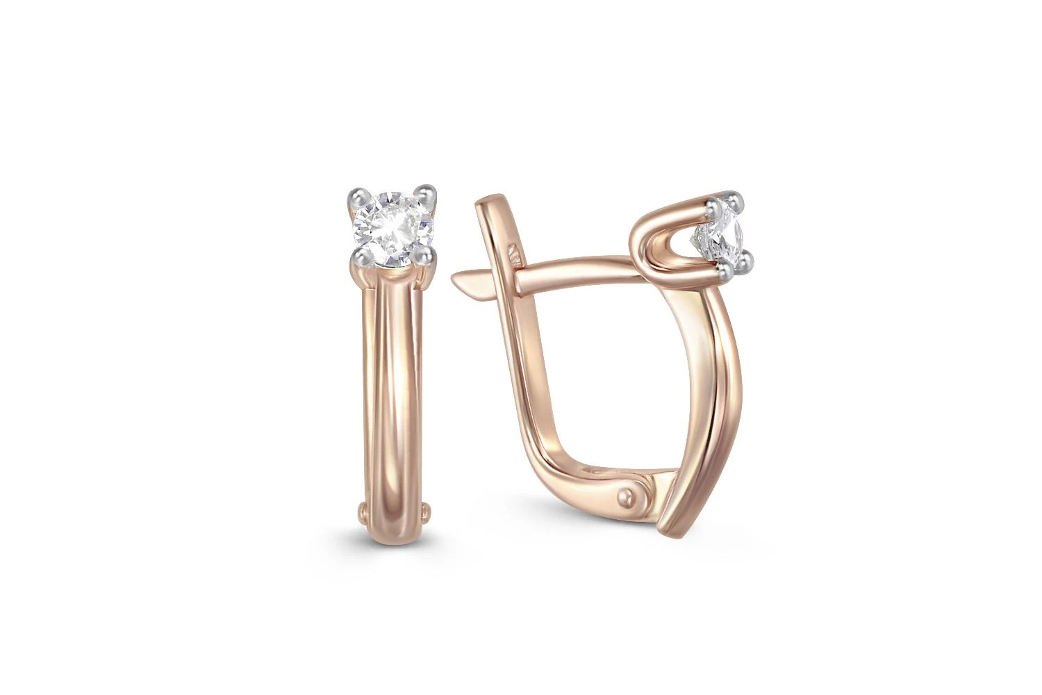 Серьги из красного золота с 2 бриллиантами