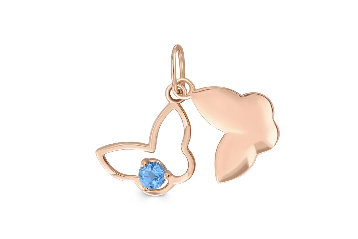 Подвеска Бабочка из красного золота с топазом swiss