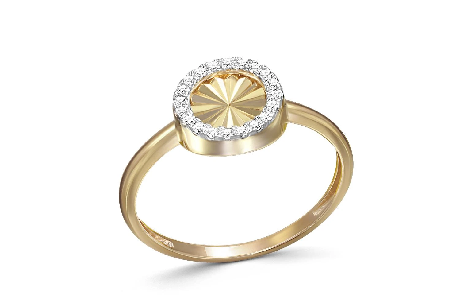 Кольцо из жёлтого золота с 20 фианитами