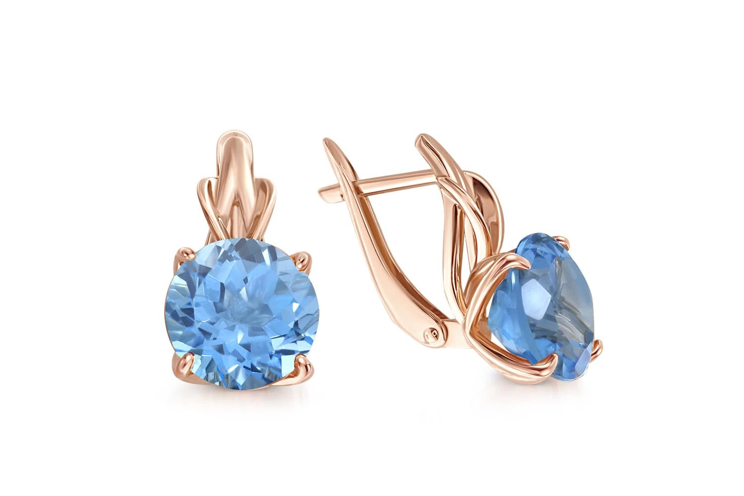 Серьги из красного золота с 2 топазами swiss