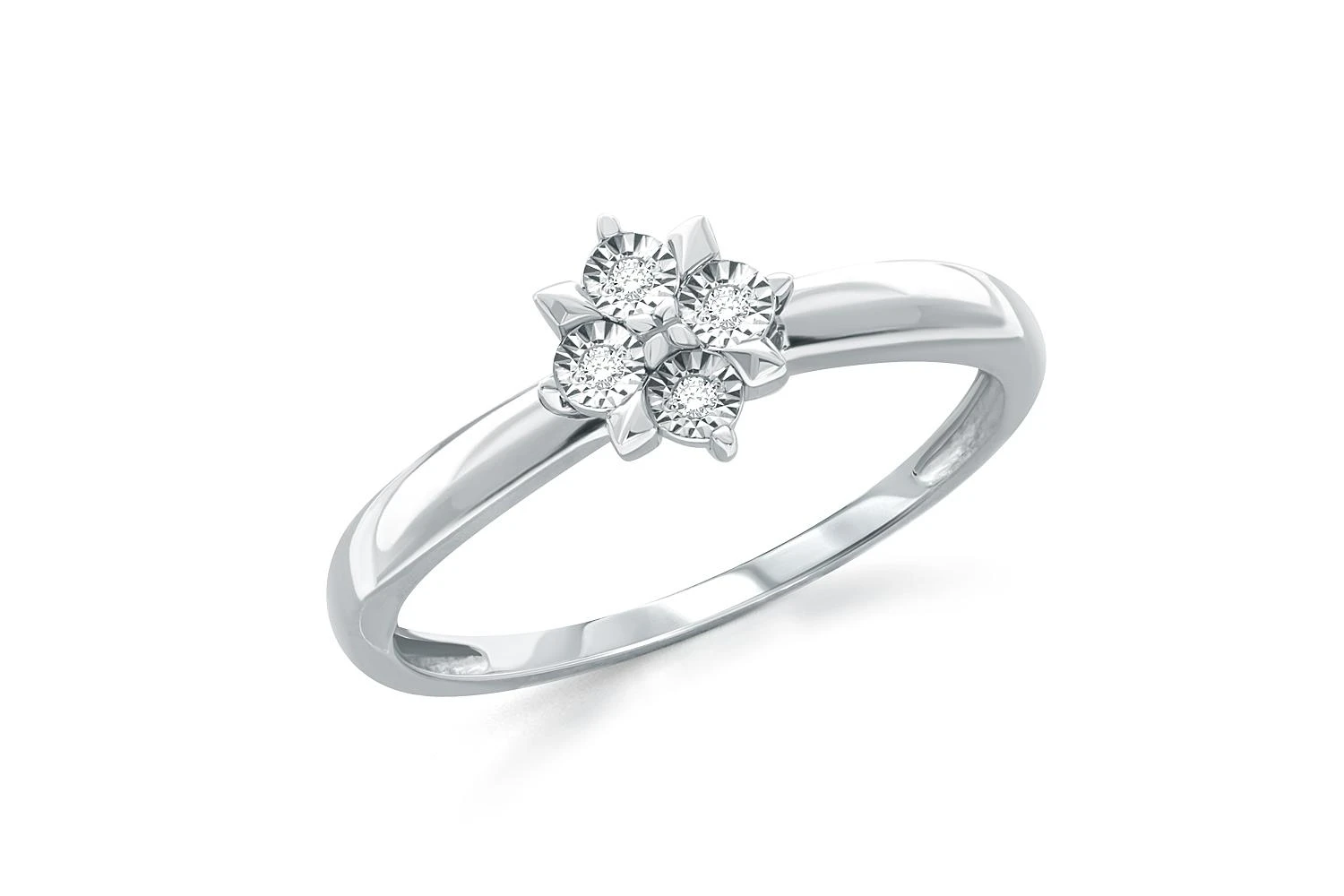 Кольцо из белого золота с 4 бриллиантами