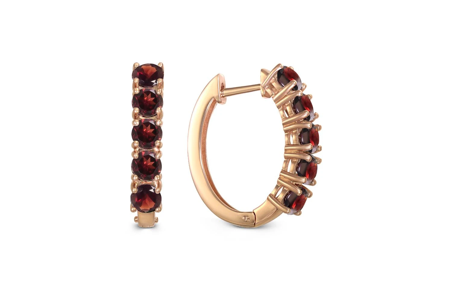 Серьги Дорожки из красного золота с 10 гранатами