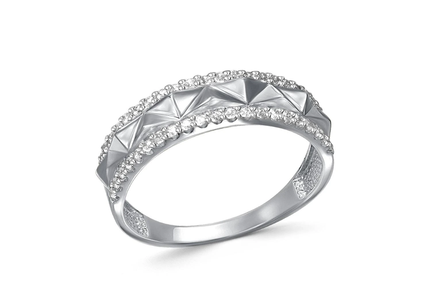 Кольцо из белого золота с 42 фианитами