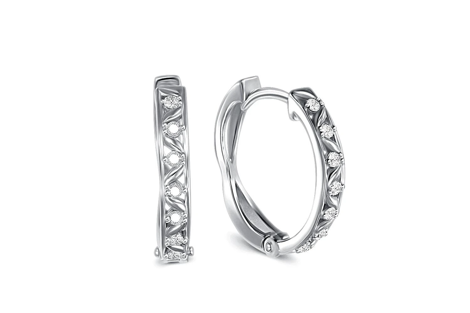 Серьги Дорожки из белого золота с 14 фианитами