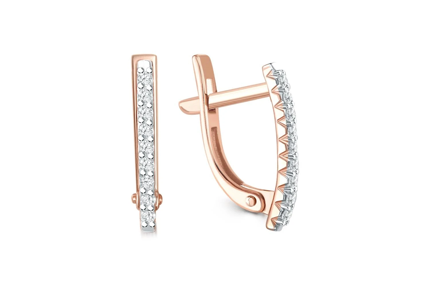 Серьги Дорожки из красного золота с 18 бриллиантами