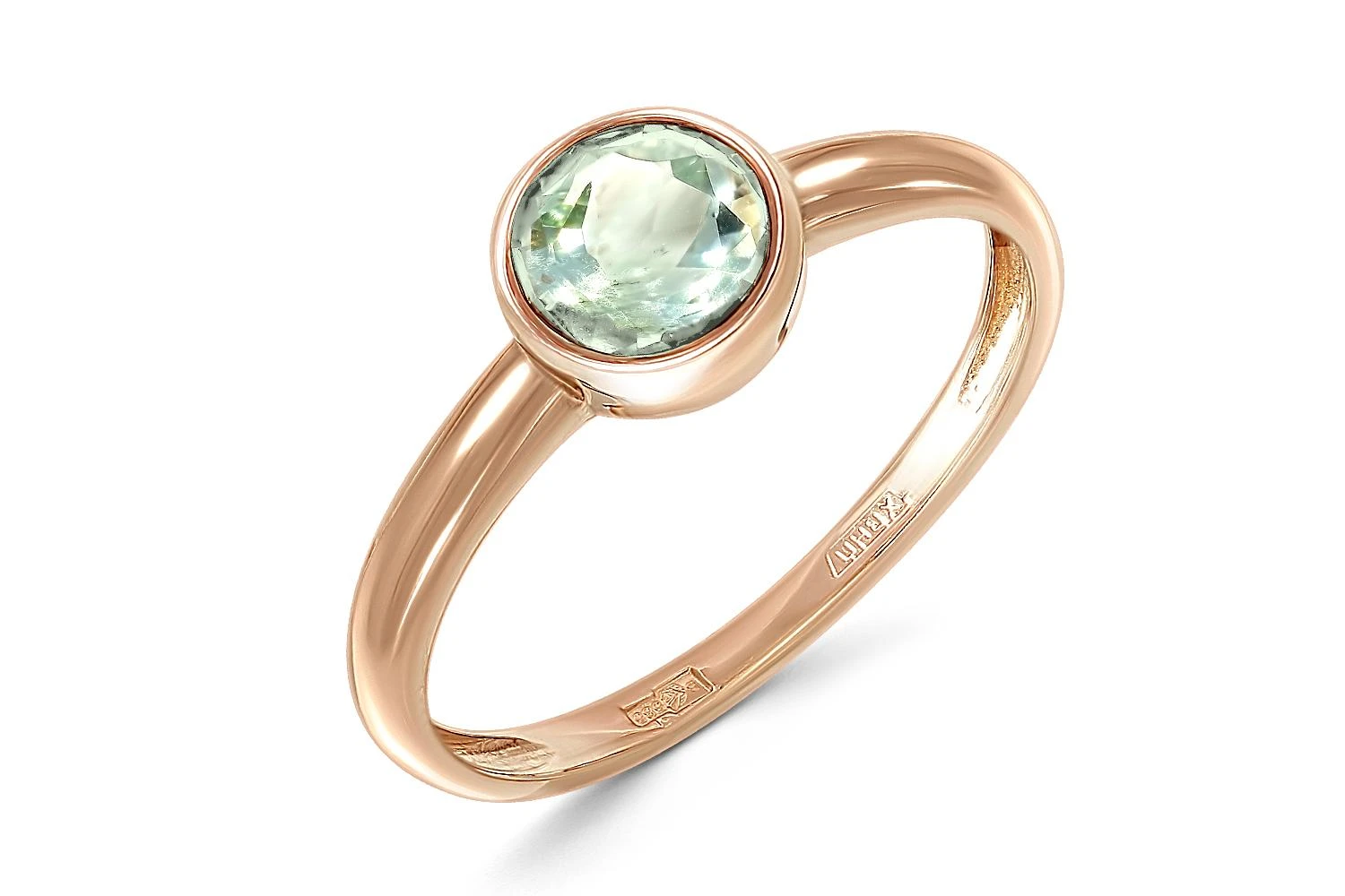 Кольцо из красного золота с кварцем