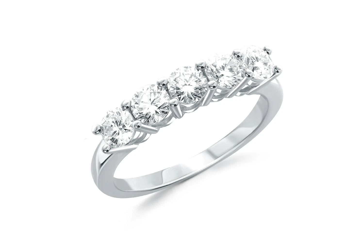 Кольцо Дорожка из белого золота с 5 муассанитами