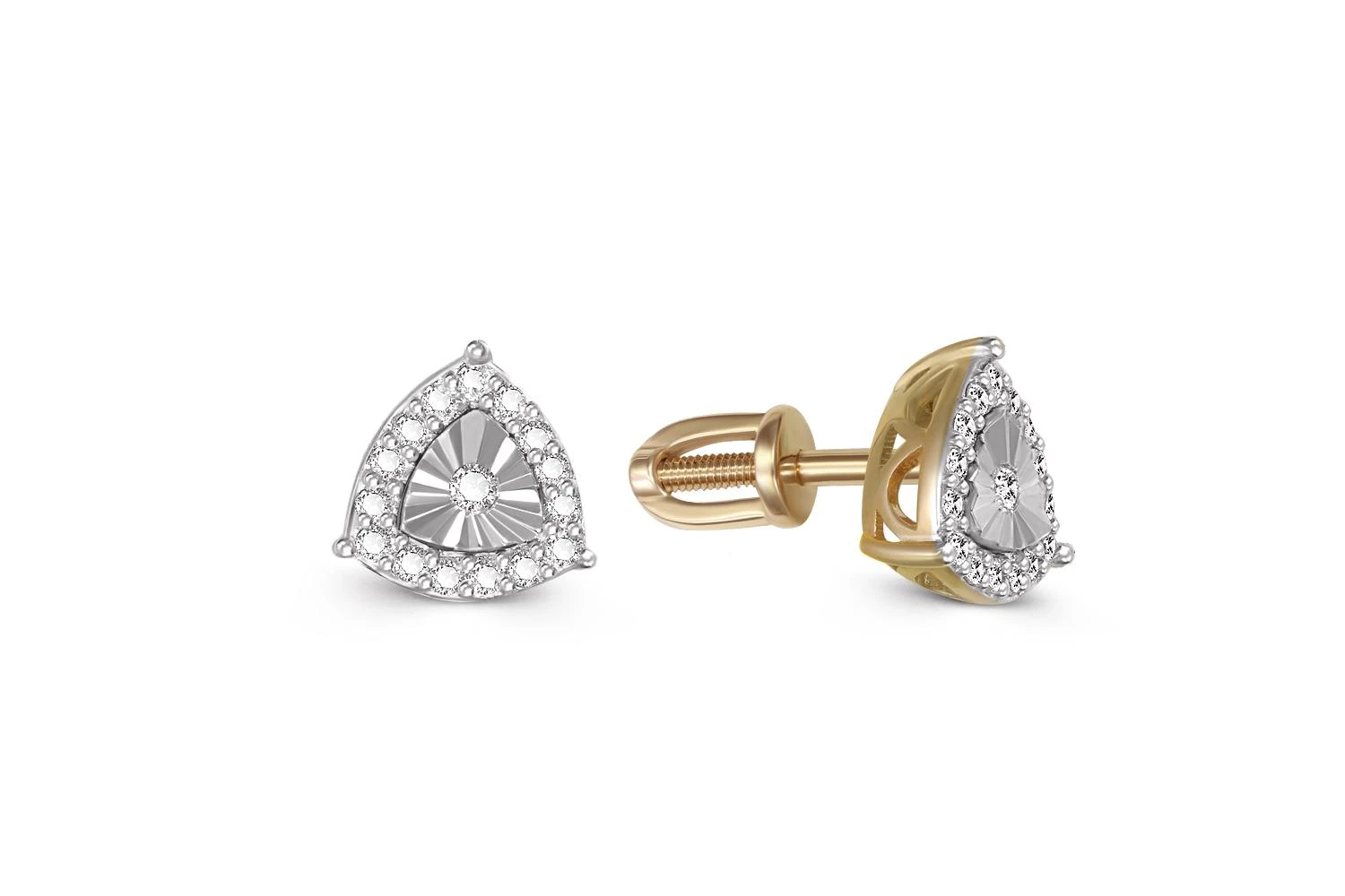 Серьги-пусеты из жёлтого золота с 32 бриллиантами