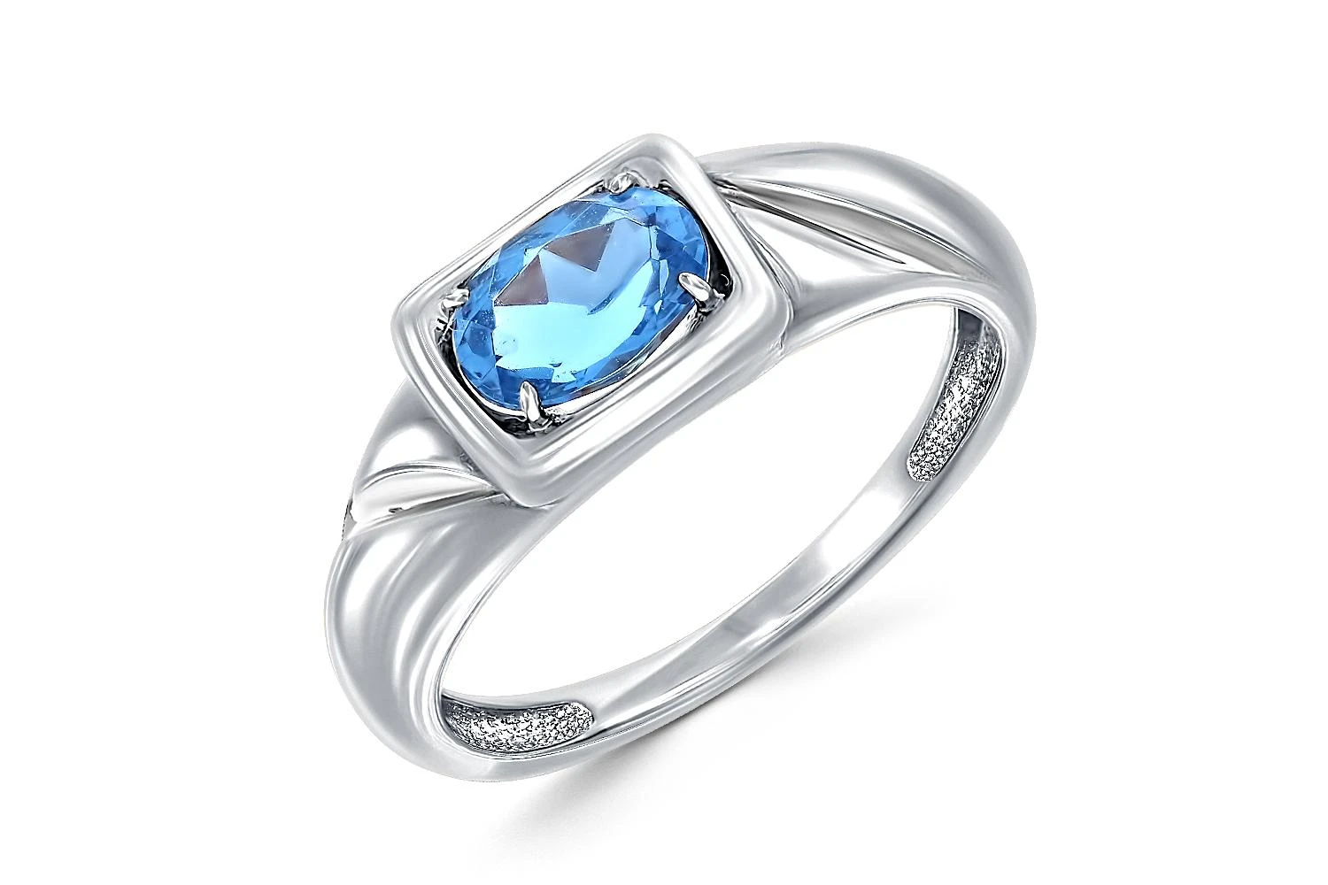 Кольцо из белого золота с ситаллом