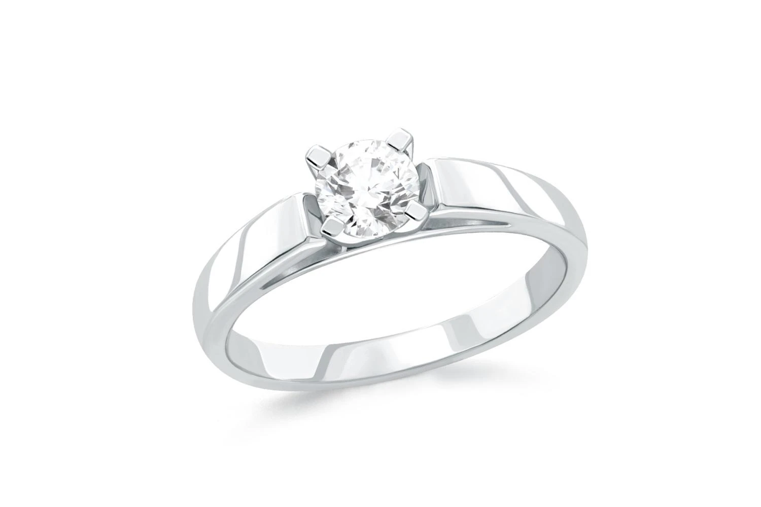 Кольцо из белого золота с выращенным бриллиантом