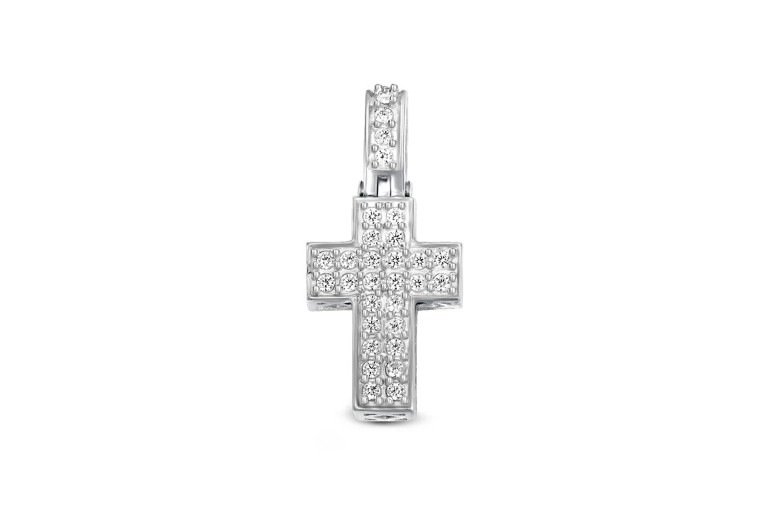 Крест из белого золота с 31 фианитами