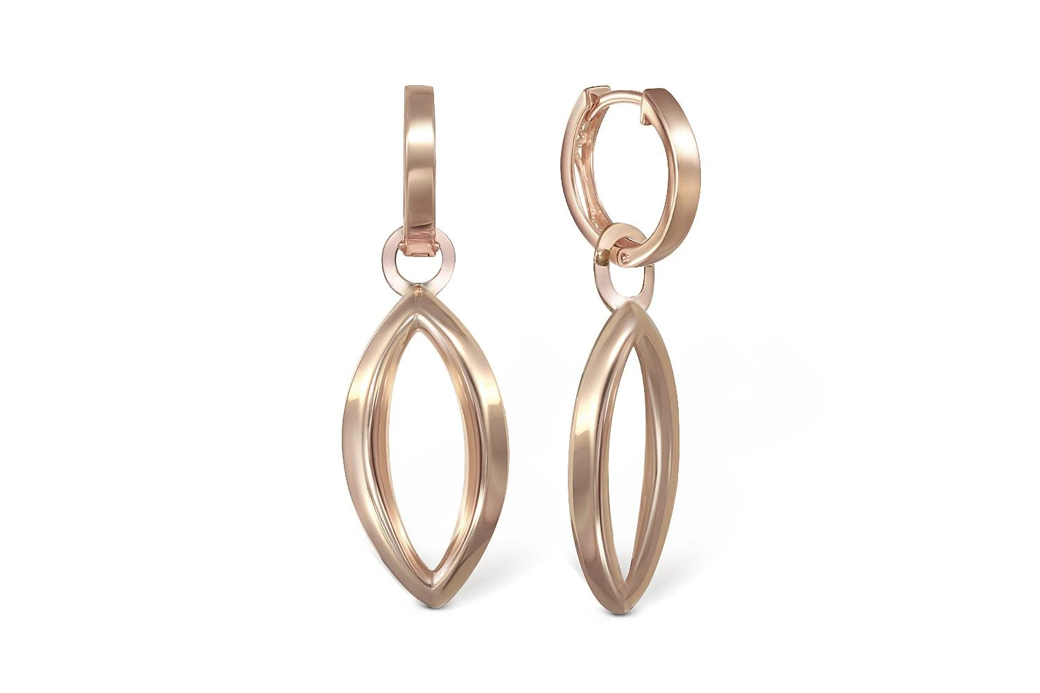 Серьги-трансформеры из красного золота без вставок