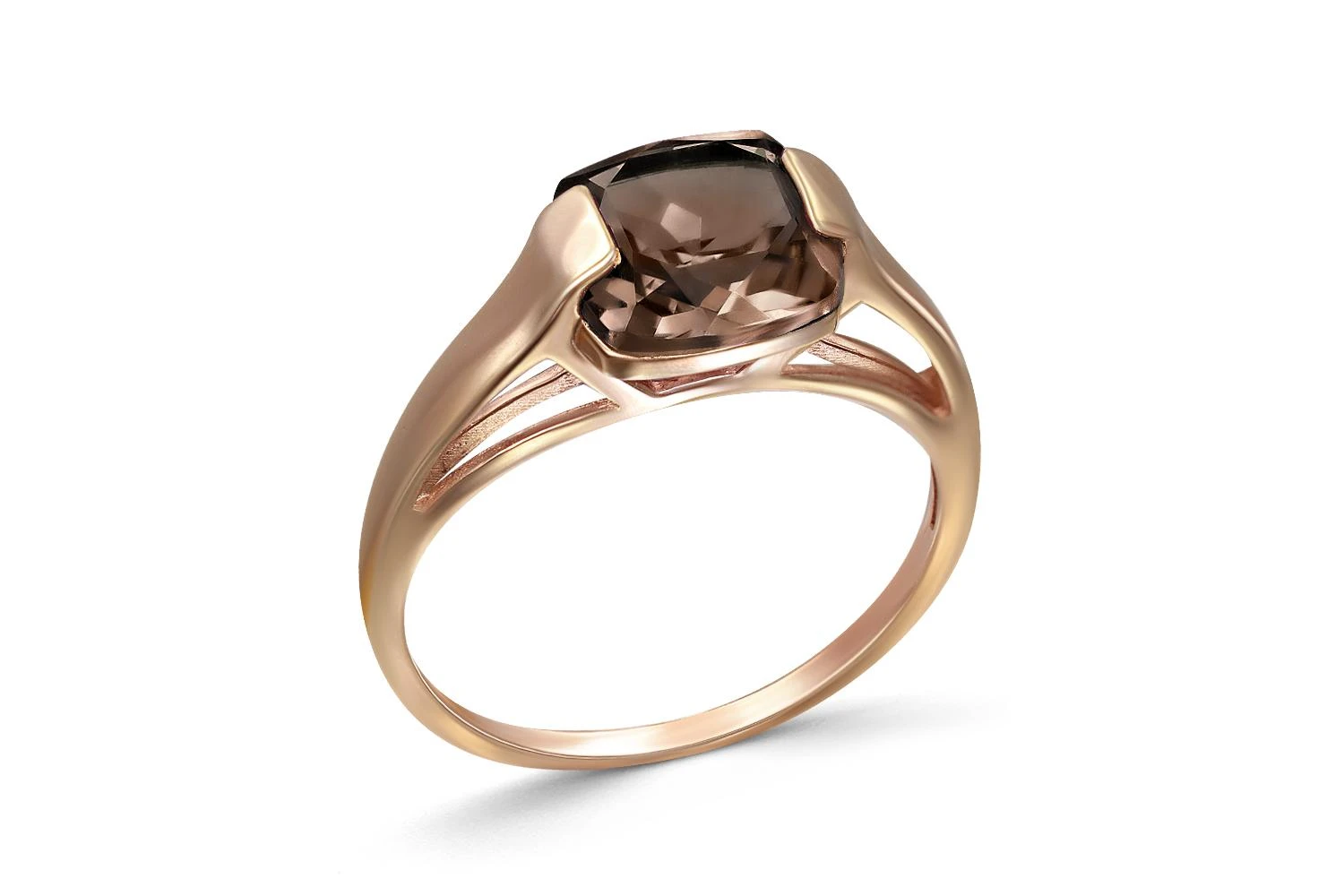 Кольцо из красного золота с раухтопазом