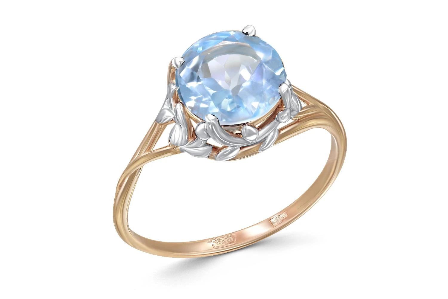 Кольцо из красного золота с топазом sky