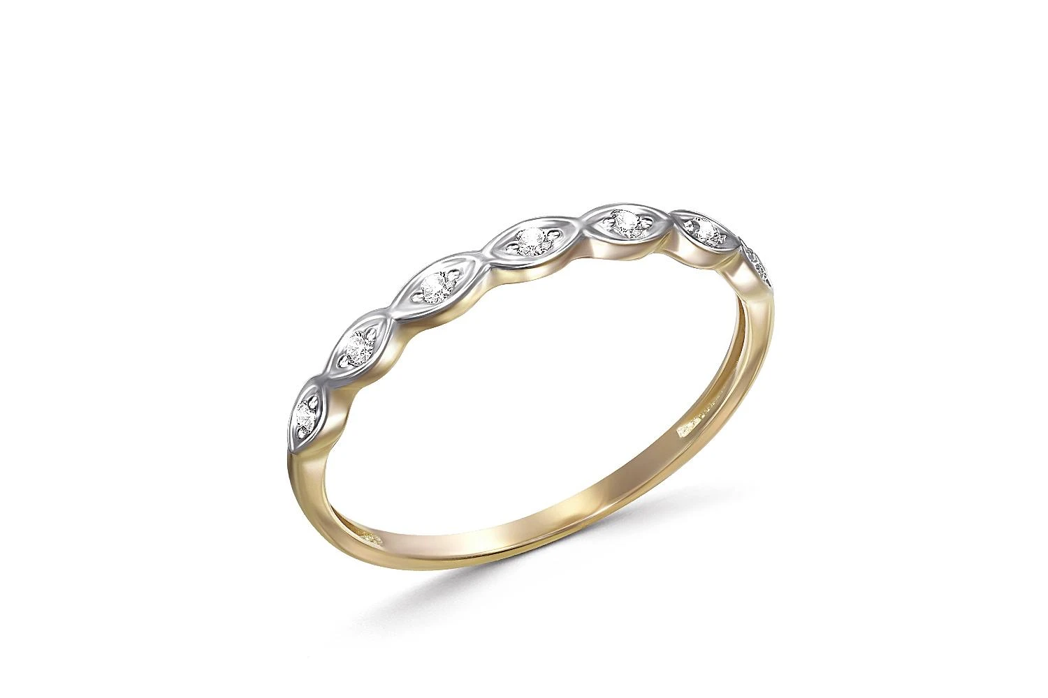 Кольцо Дорожка из жёлтого золота с 7 фианитами