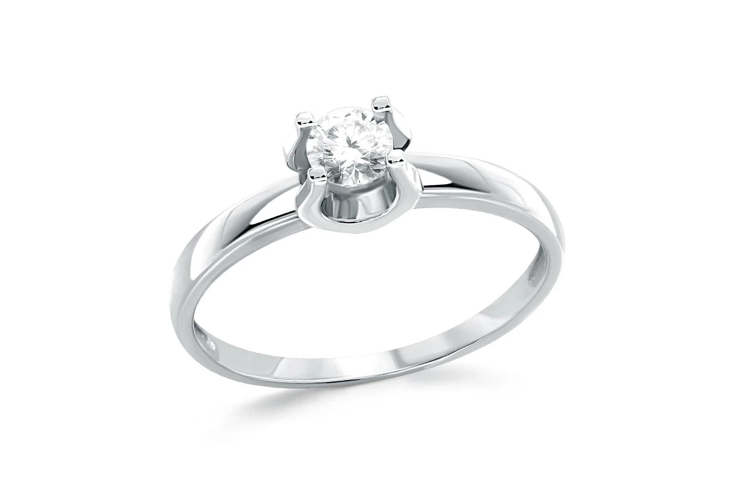 Кольцо из белого золота с выращенным бриллиантом