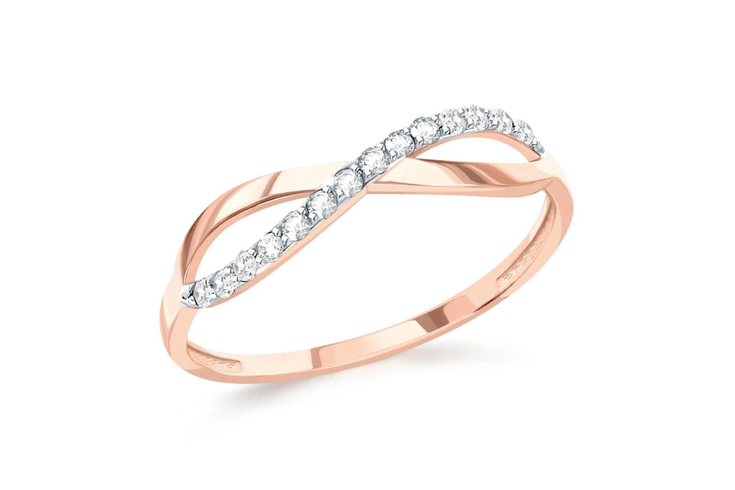 Кольцо Дорожка из красного золота с 14 фианитами