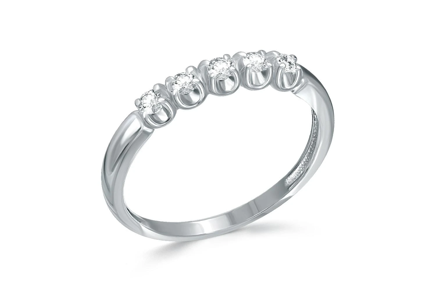 Кольцо Дорожка из белого золота с 5 бриллиантами
