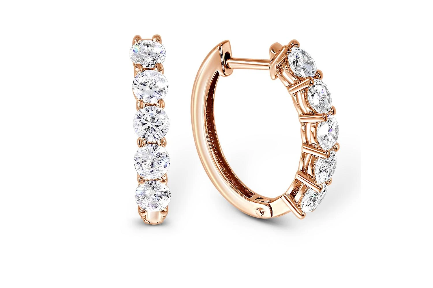 Серьги Дорожки из красного золота с 10 фианитами