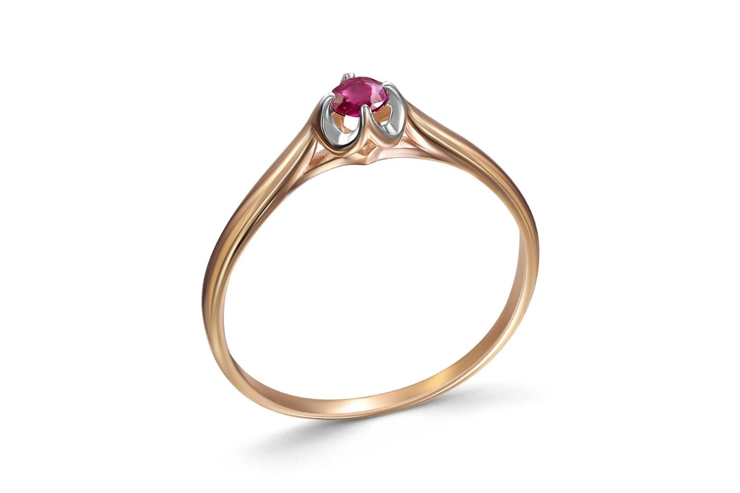 Кольцо из красного золота с рубином