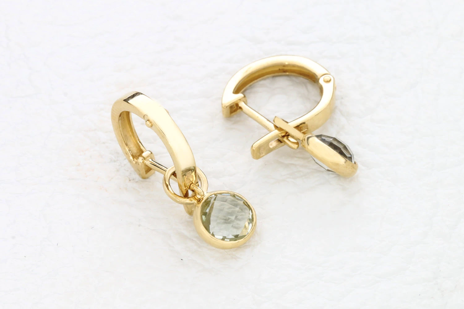 Серьги-трансформеры из жёлтого золота с 2 аметистами