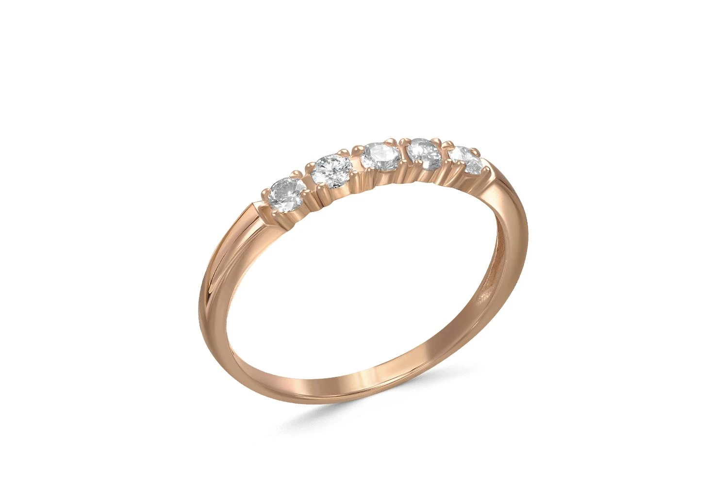 Кольцо Дорожка из красного золота с 5 бриллиантами