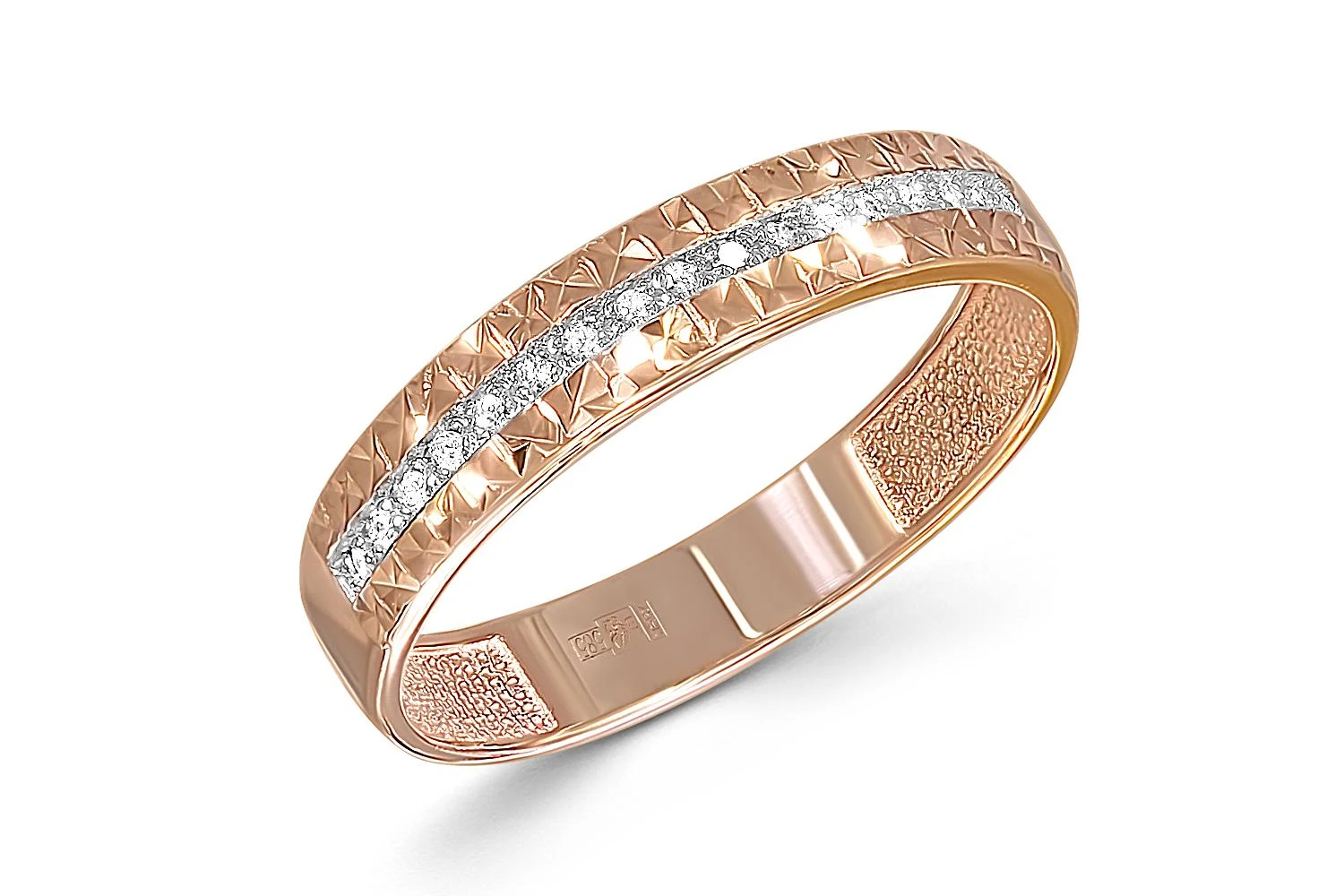 Кольцо Дорожка из красного золота с 17 бриллиантами