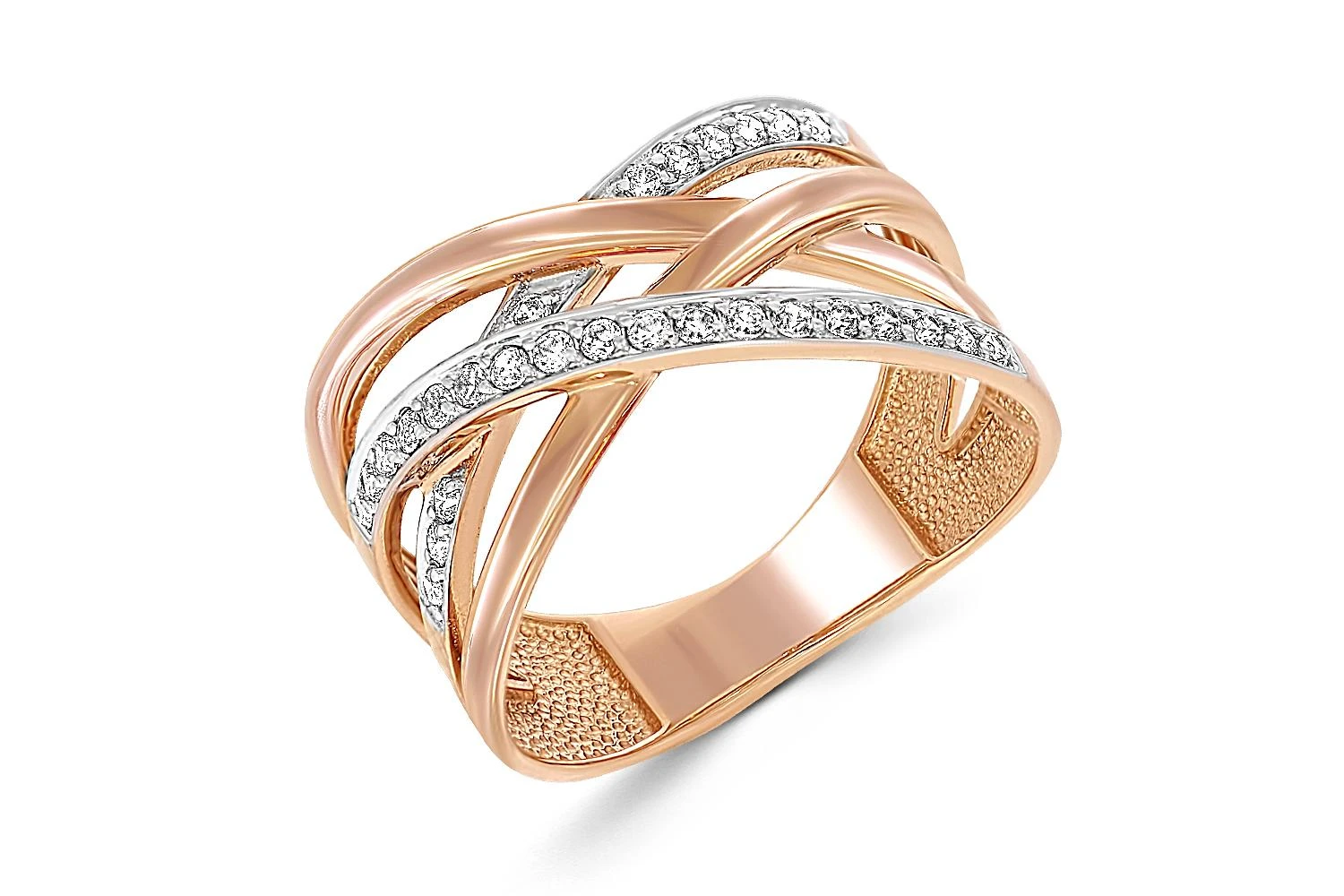 Кольцо Дорожка из красного золота с 28 фианитами