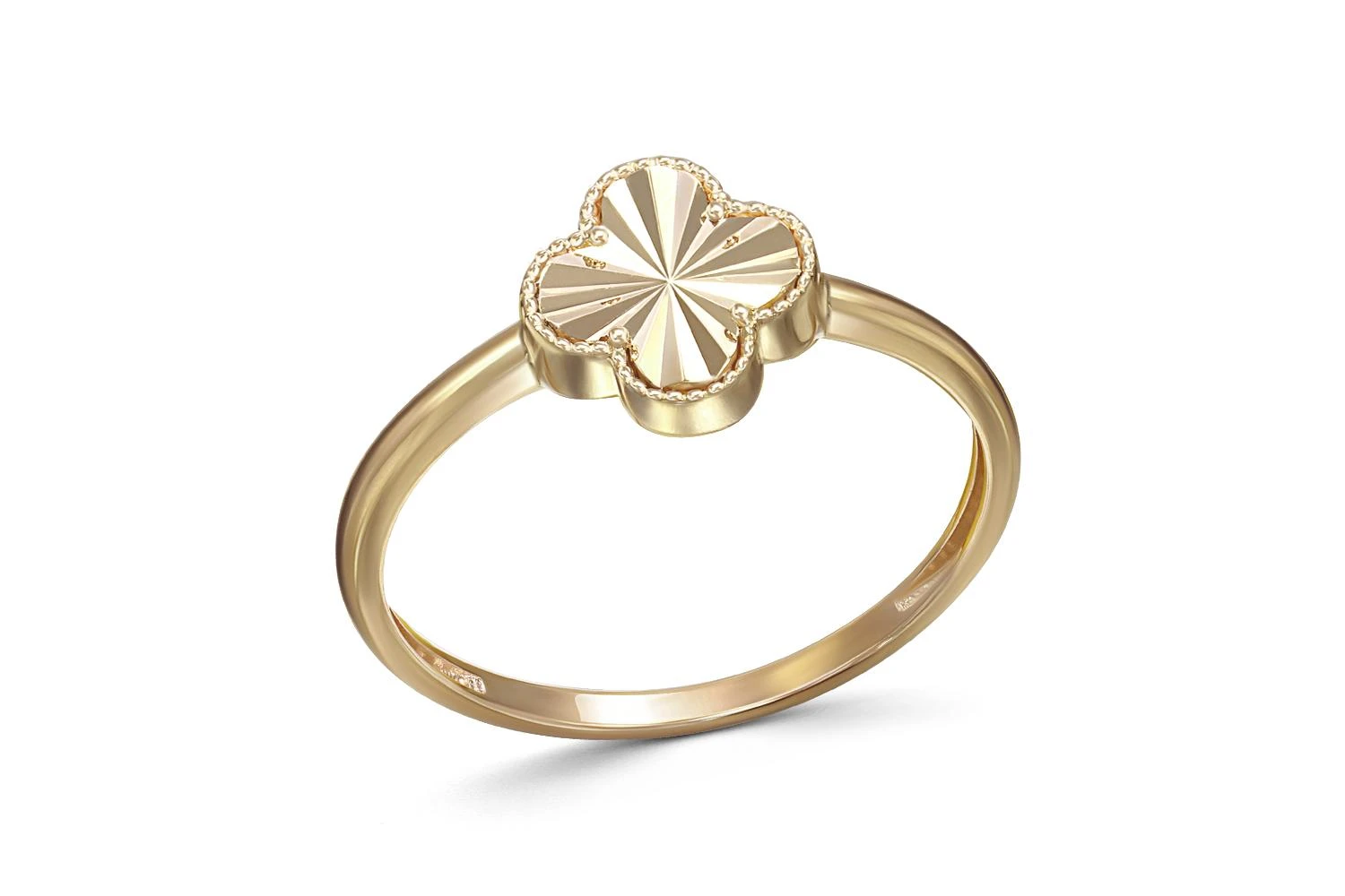 Кольцо Клевер из жёлтого золота без вставок