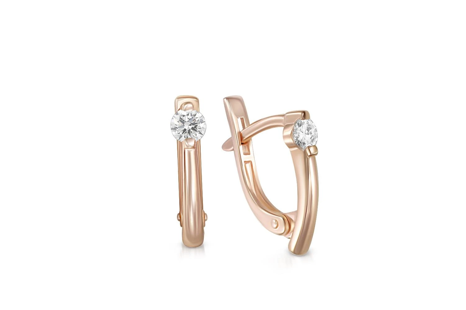 Серьги из красного золота с 2 бриллиантами