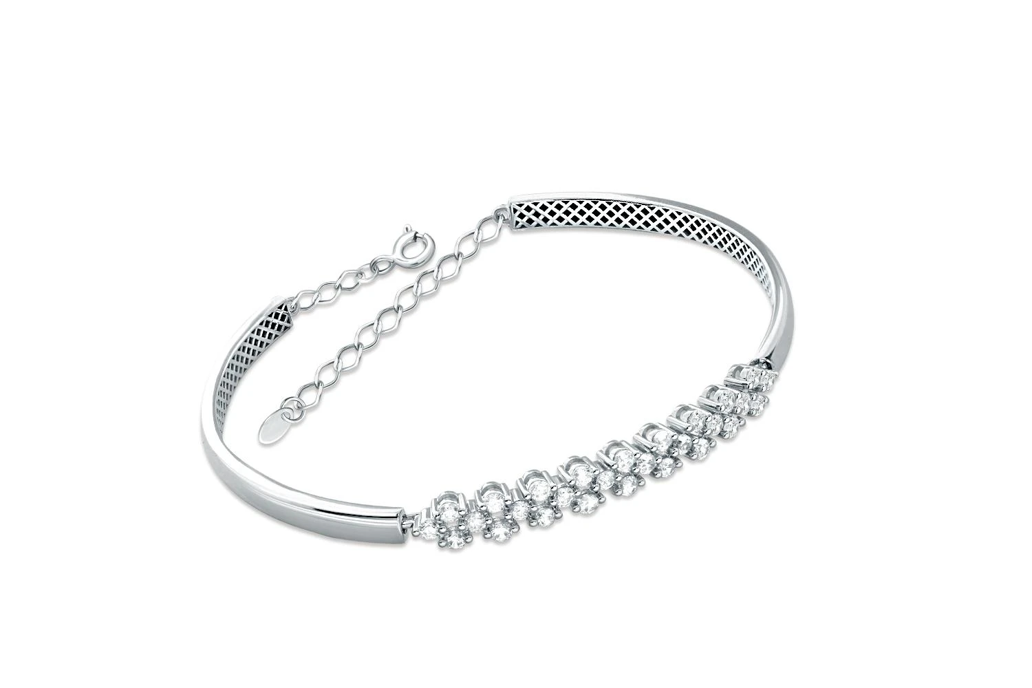 Браслет Дорожка из белого золота с 56 фианитами
