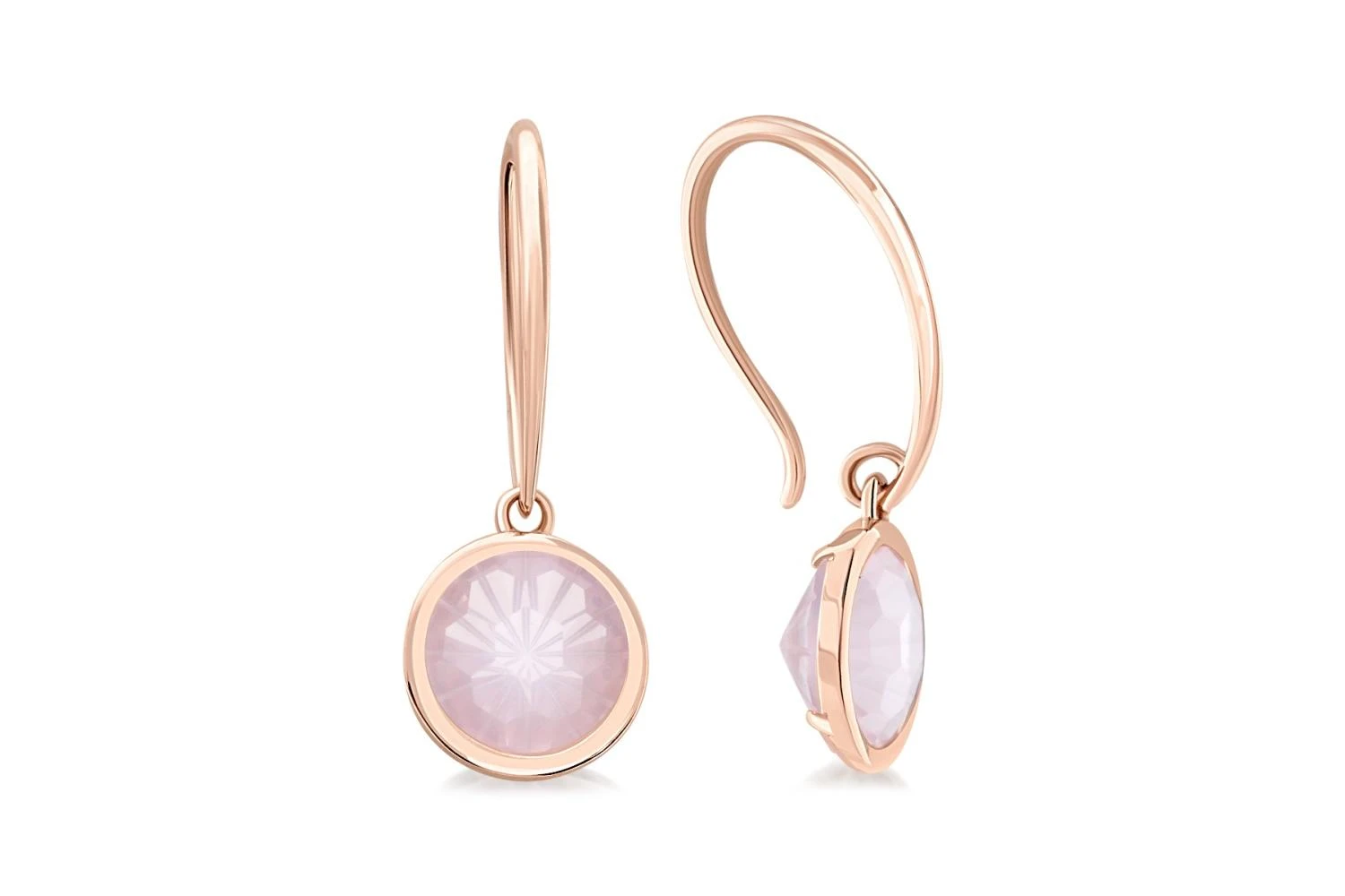 Серьги из красного золота с 2 кварцами