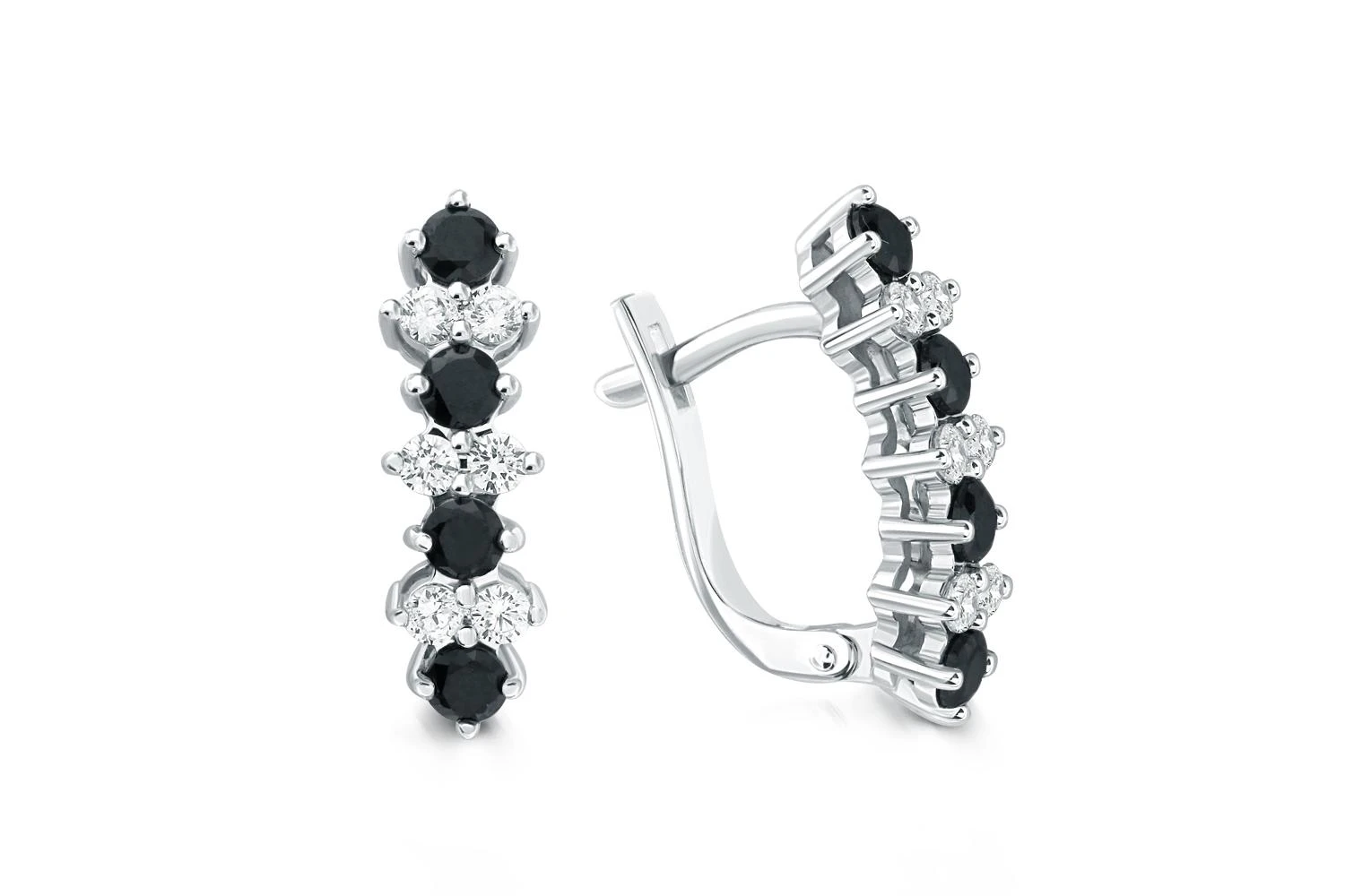 Серьги Дорожки из белого золота с 20 фианитами