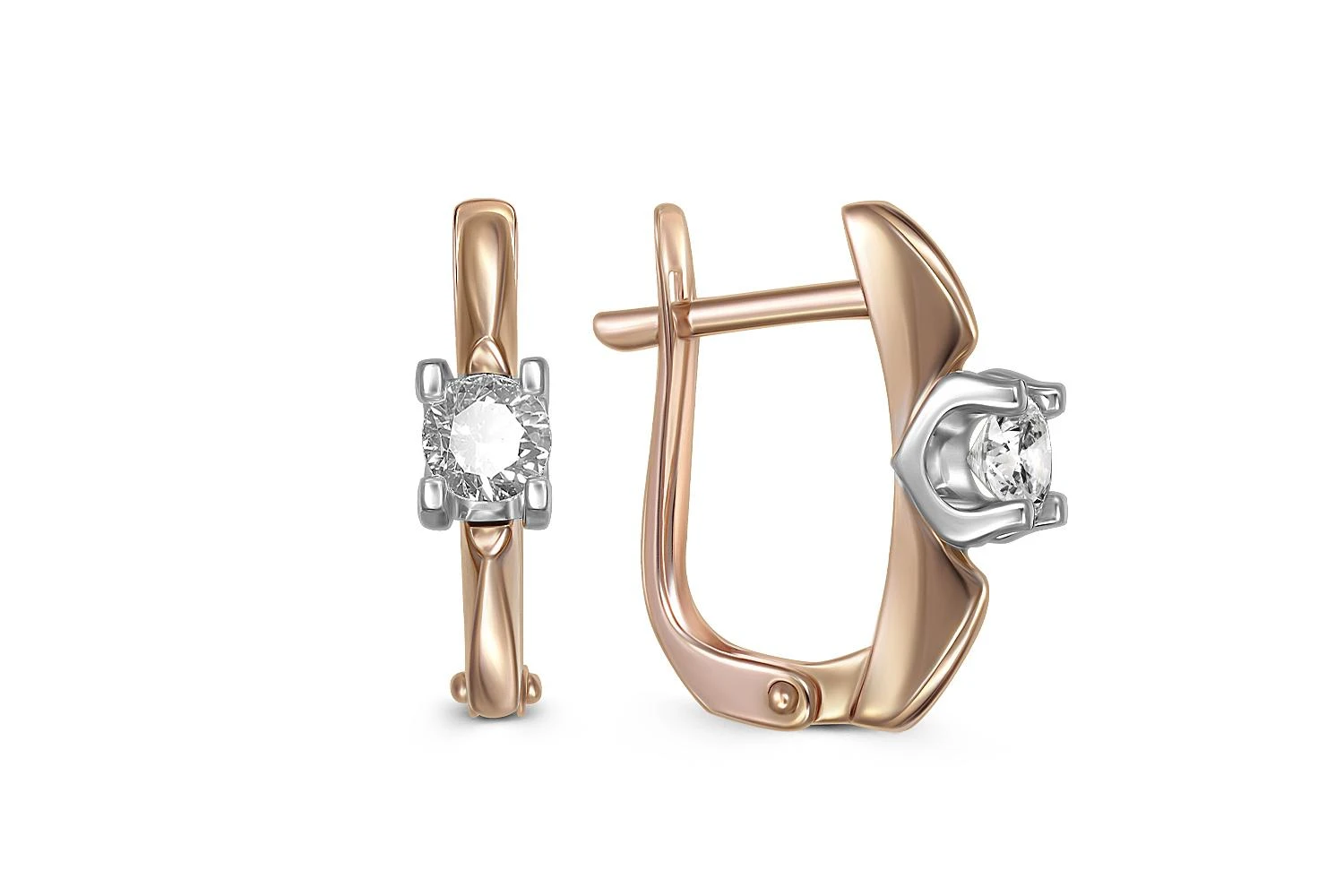 Серьги из красного золота с 2 бриллиантами