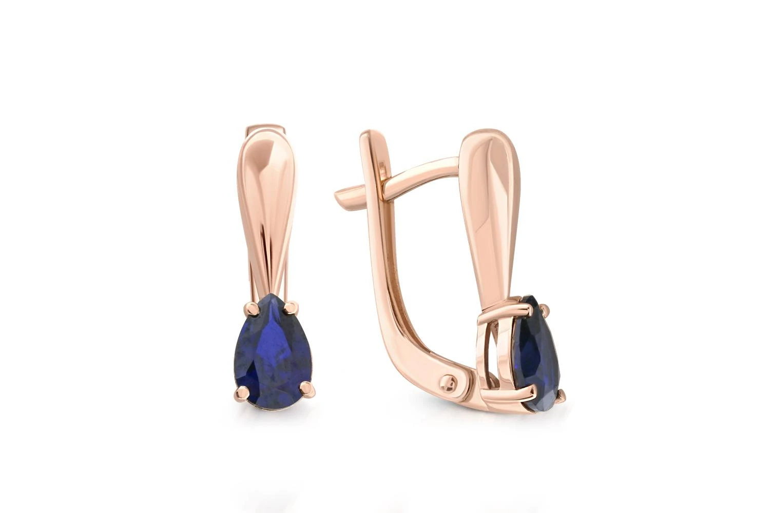 Серьги из красного золота с 2 корундами