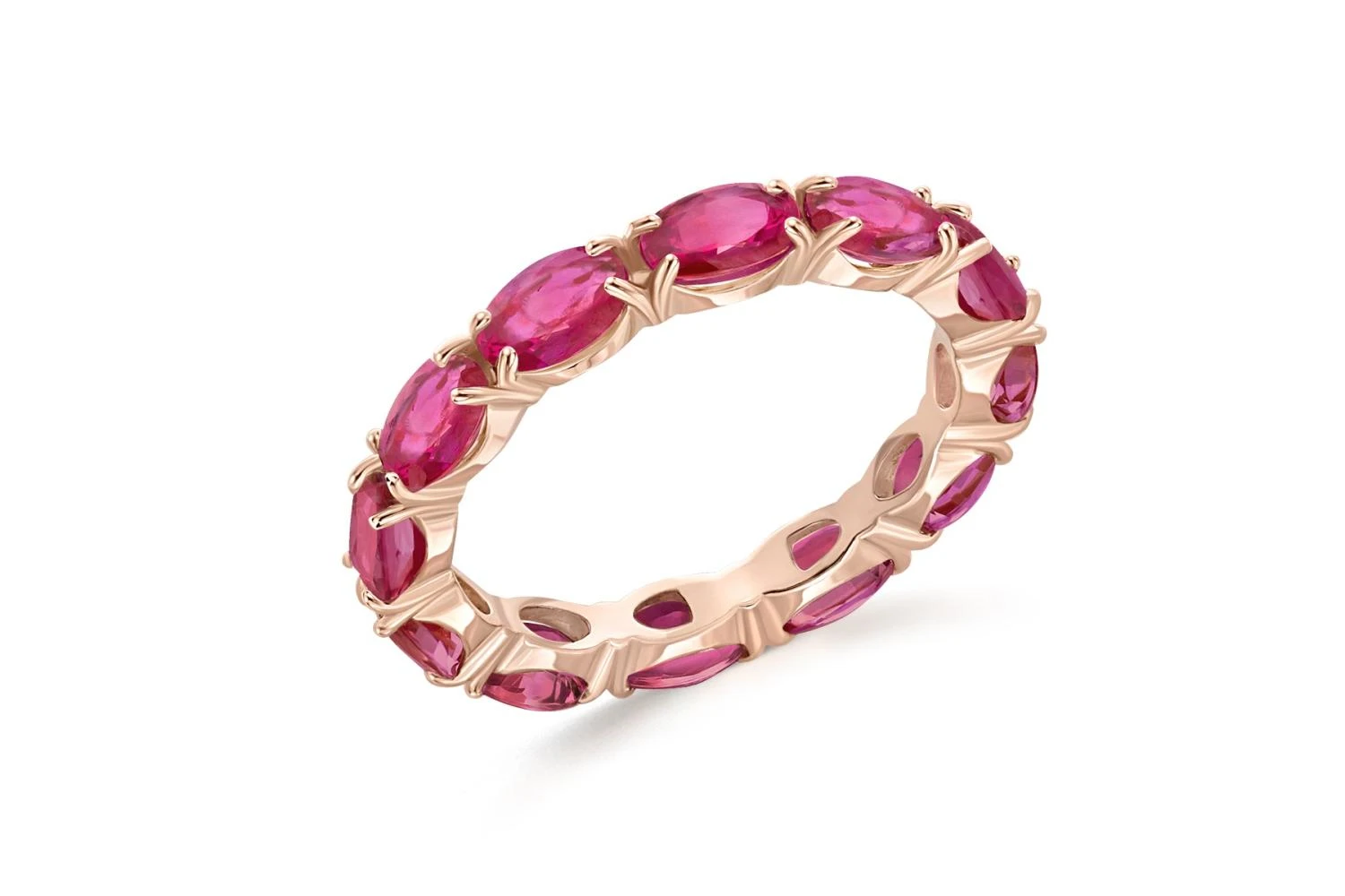 Кольцо Дорожка из красного золота с 11 рубинами