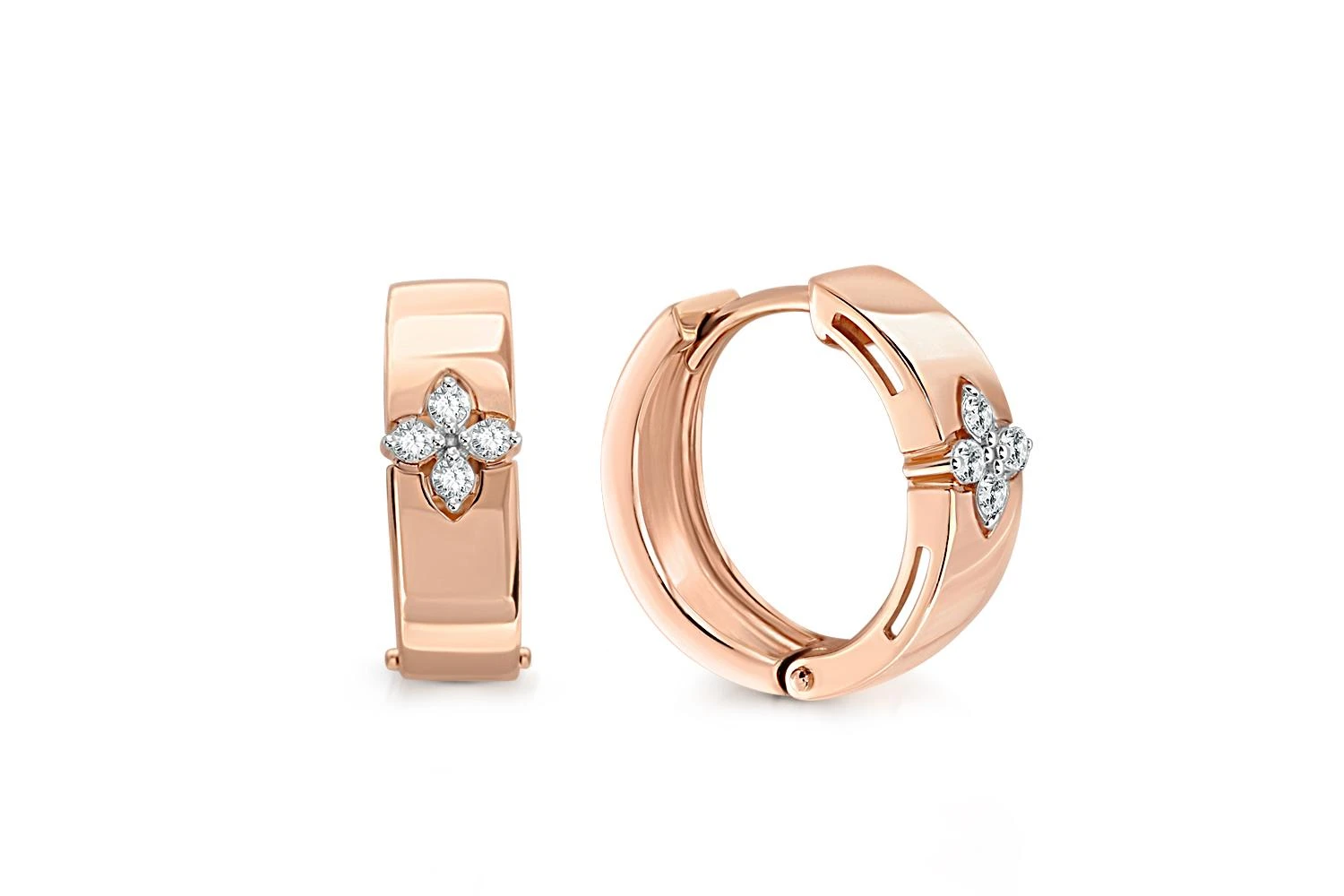 Серьги Клевер из красного золота с 8 фианитами