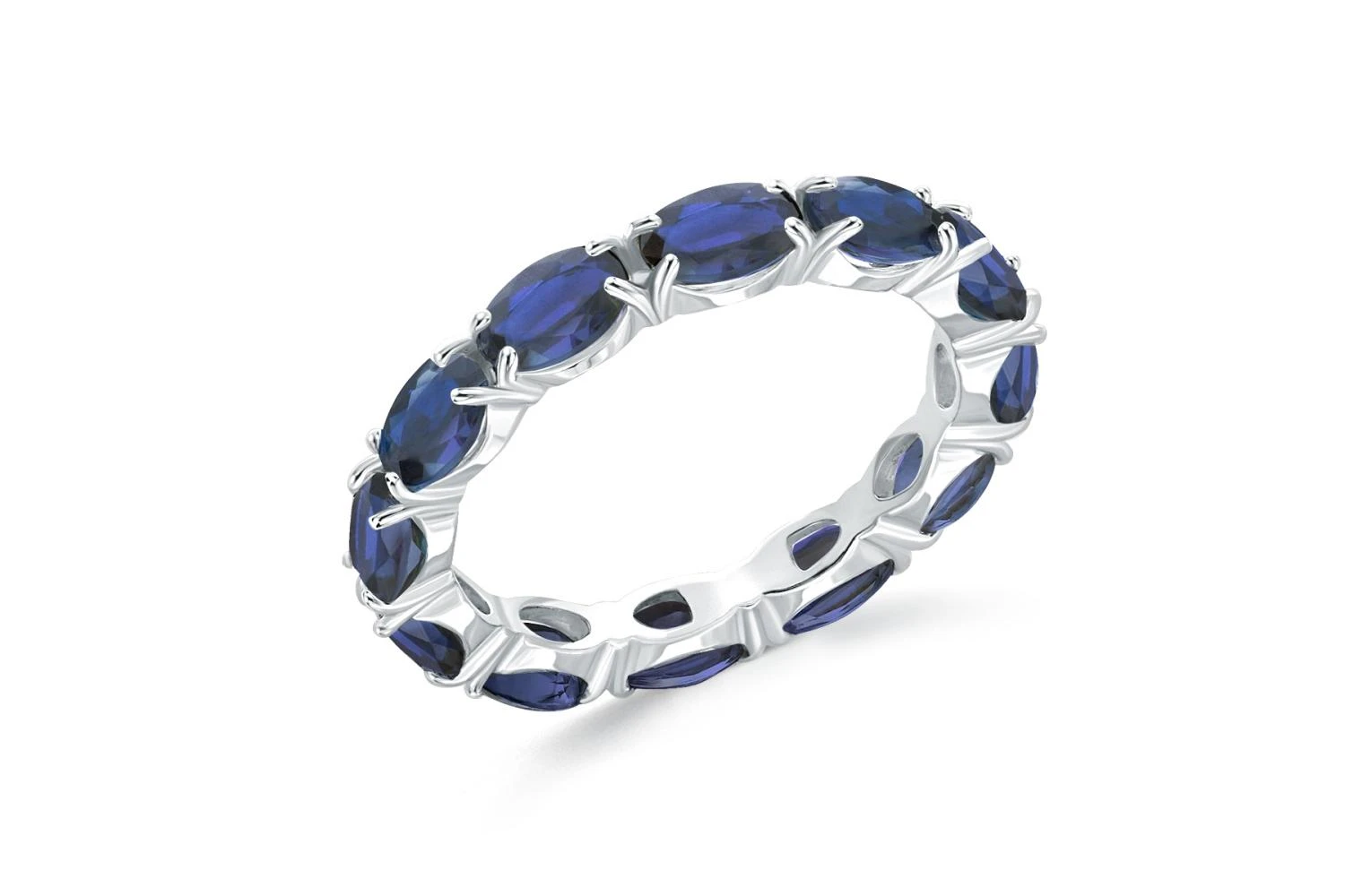 Кольцо Дорожка из белого золота с 11 сапфирами