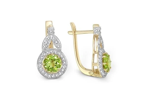 Серьги из жёлтого золота с 60 фианитами