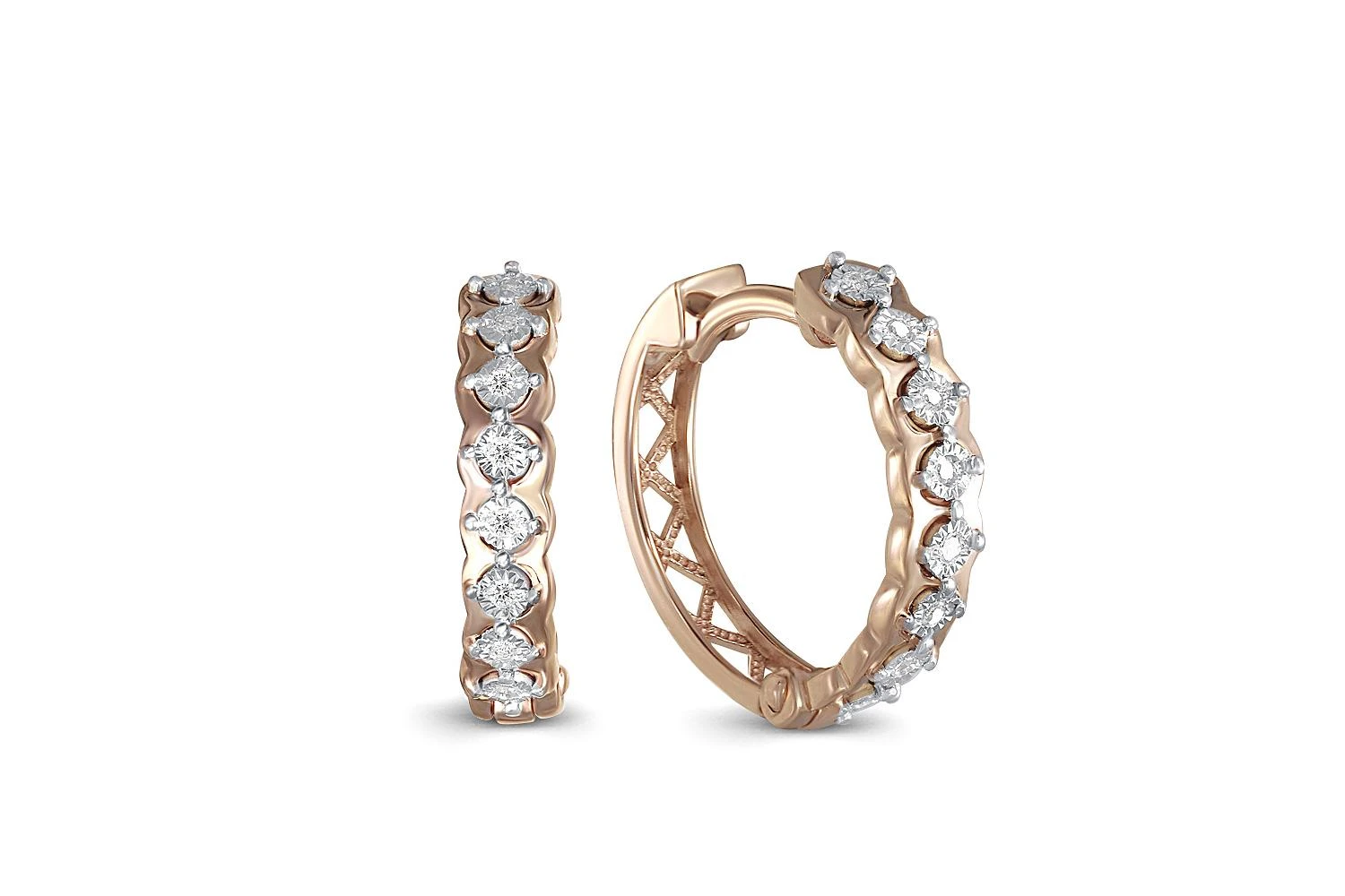 Серьги Дорожки из красного золота с 16 бриллиантами