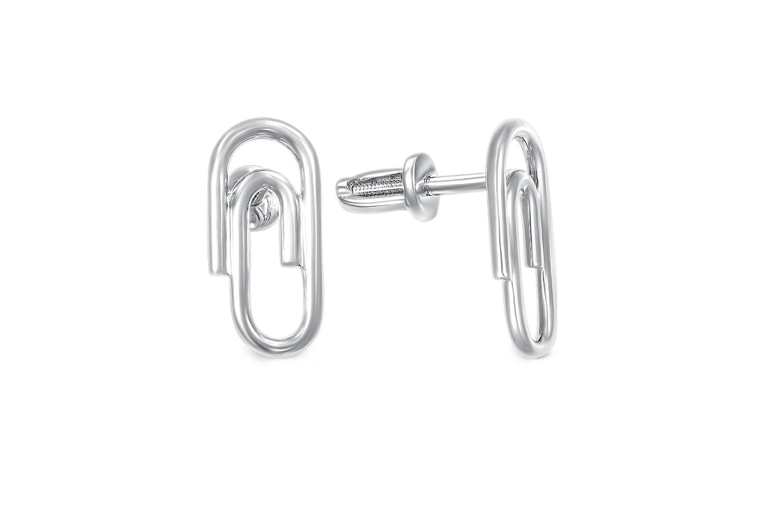 Серьги-пусеты Скрепки из белого золота без вставок