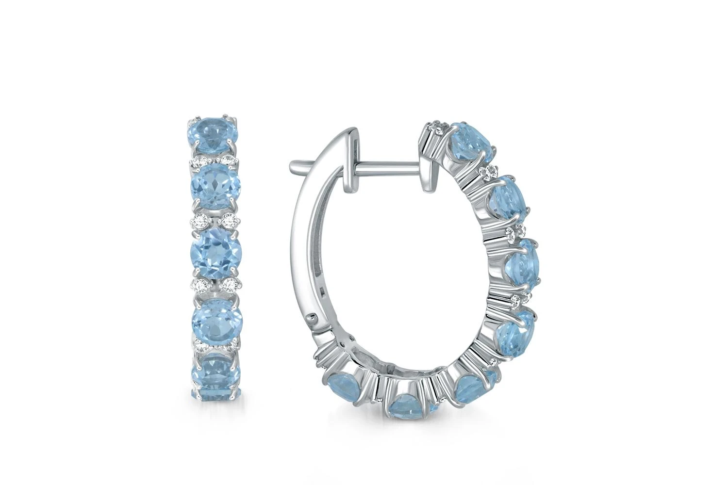 Серьги из белого золота с 14 топазами sky и 32 фианитами