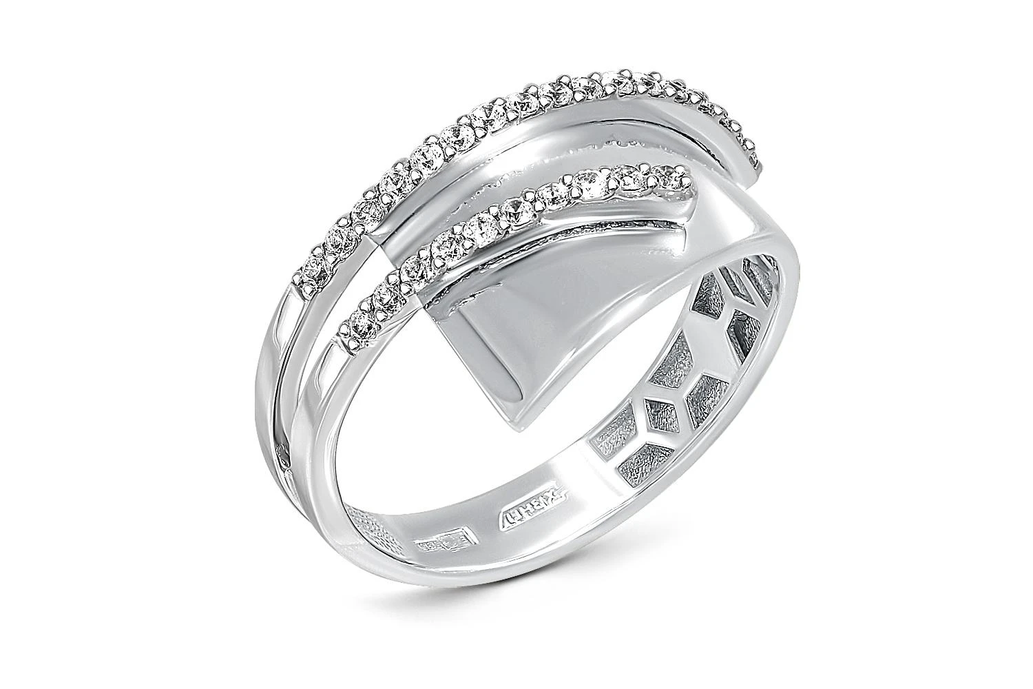 Кольцо Дорожка из белого золота с 27 фианитами